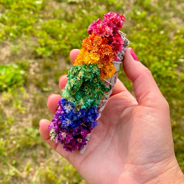 Rainbow Chakra White Sage Smudging Wand
