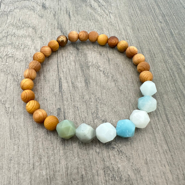 Playful Amazonite & Cedar Wood Energy Bracelet